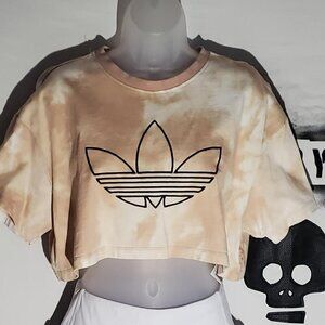 Adidas Tie-Dye Logo Embroidered Crop T Sz M